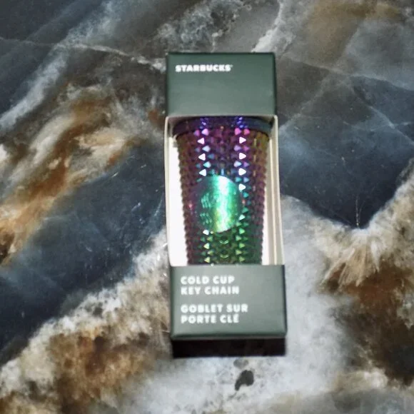 Starbucks | Accessories | Starbucks Fall 223 Black Bling Oil Slick Studded Cold  Cup Keychain New | Poshmark